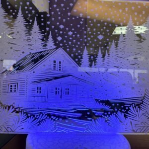 Cabin in the mountains in winter LED